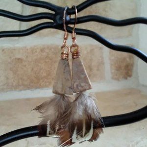 Stone & Feather Earrings- NWOT